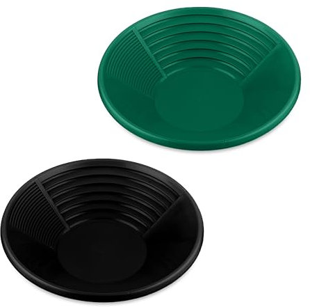 Relaxdays Bandejas de Lavado Oro, Set 2, Lavar Metal, 8x38 cm, Plástico, 3 Zonas, Bateas Limpieza Material, Negro/Verde