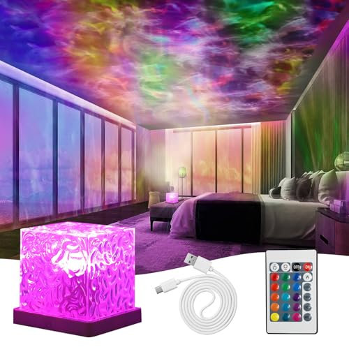 EAEVKPI Lampada Proiettore Oceano,Lampada Aurora Boreale con Telecomando, Luce Notturna con Lncrespatura Dell'acqua,Lampada Oceano,Proiettore Stelle Soffitto 16 Colori Luminosità Regolabili