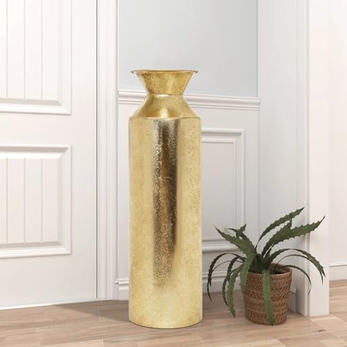 Goldene hohe Bodenvase, 55 cm, Metall, dekorativer Blumeneimer, Vasen für Zweige, Trockenblumen, Heimdekoration, Einweihungsgeschenk für Spa, Reiki, Meditation, O5 (Goldvase, L)