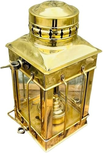 Vintage Hanging Ship 30,5 cm Lanterna Ottone Lucido Nautico Cargo Lampada Decorazione, Oro,