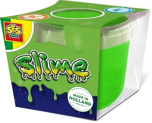 SES Creative 15041 Slime Vert Néon en Pot 140g - Slime de Couleur Néon Vive - Jouet - Jouer avec du Slime