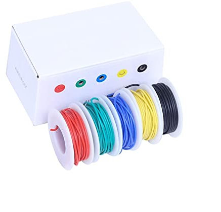 VBPCEFZTLK Weicher Silikondraht (5-farbiges gemischtes Strähedrahtsatz) 18 20 22 24 26 2 8awg Verzinnter Kupferdraht Draht und Kabel(A,28 AWG)