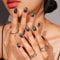 DANNI & TONI Semi Cured Nail Strips,Black Cat Eye Soft Self-Adhesive Gel Nail Stickers,Salon-Quality Gel Nail Polish Strips Manicure Stickers Set-Cosmic Glamour 28 Stickers