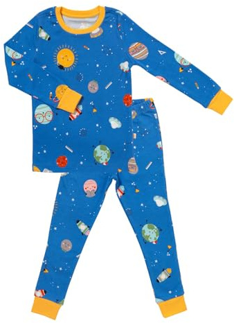 schlummersack Kinder Schlafanzug lang Unisex Space Größe 128 7-8 Jahre |Pyjama Kinder Set zweiteilig Jungen & Mädchen | Kinderschlafanzüge Schlafanzug Baumwolle