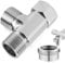 Shower Diverter Valve, 3 Way T Shape Adapter G1/2 Brass Shower Splitter Shower Hose Connectors Anti Rust Plumbing Valves Reducing Joint for Bidet (Silver)