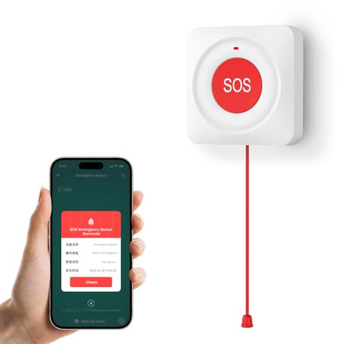 PGST TUYA Pulsante di emergenza SOS WiFi con cavo di trazione, per amico anziano disabile bambino, sistema di allarme sanitario Smartlife APP promemoria remoto