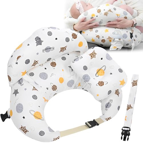SYXLS Almohada de Lactancia, Almohada de Lactancia Ajustable, Almohada de Lactancia Multifuncional Necesaria para La Lactancia Materna, Almohada Neonatal, Almohada Extraíble de Algodón Puro