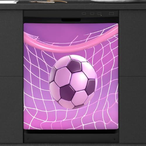 Pink Football Frame Dishwasher Magnet, Reusable Waterproof Full Magnetic Surface, Suitable for Home Kitchen