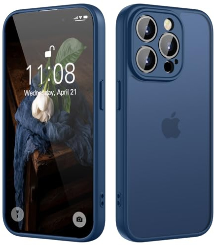 KPPIT for iPhone 15 Pro Max case,Blue | [Shockproof Military Grade Drop Protection] [Frosted Translucent]