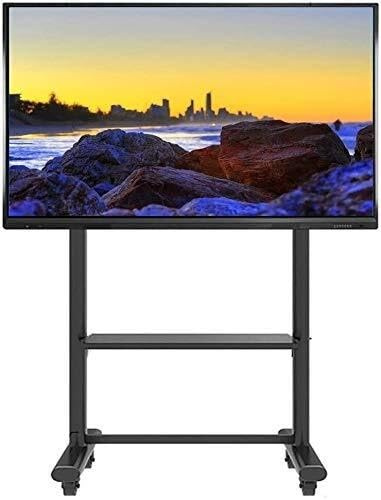 FBSHAD TV Stand with Wheels, Adjustable Mobile TV Cart for 55-85 Inch Flat Screen TVs, Sturdy Steel Frame, Load Capacity 125kg, Black