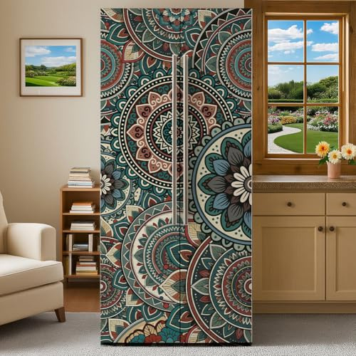 GOMAKERER 2 piezas de vinilo para puerta de frigorífico con diseño floral, autoadhesivas, para decoración de cocina, bar, 41,5 x 200 cm