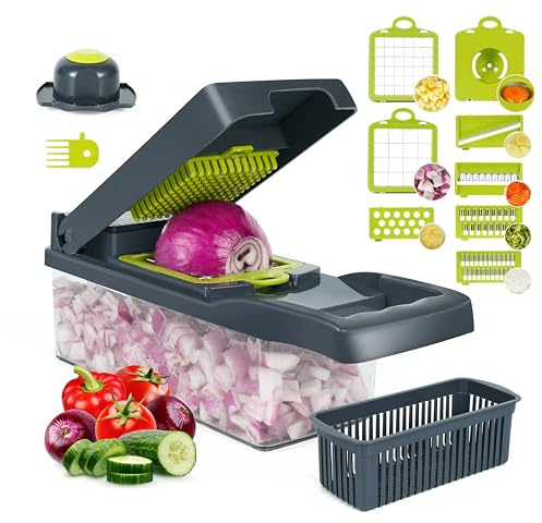 APOVIA Multi-Functional 14 in 1 Vegetable Chopper and Dicer | Vegetable Slicer & Cheese Grater | Mandoline Slicer, Onion, Garlic, Carrot and Potato Chopper | Kitchen Tools and Gadgets