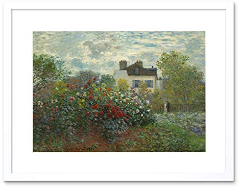 Wee Blue Coo Claude Monet French Artist Argenteuil Corner Garden Dahlia Framed Wall Art Print