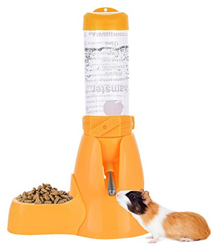 ShareWe Dispenser di acqua bottiglia automatica per animali domestici per criceti ratti guinea, furetti, conigli, piccoli animali (125 ml, giallo)