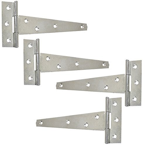 2X Pairs of Galvanised Zinc 8/200mm Long Tee Hinges - Garden Gate/Shed/Door T Hinges