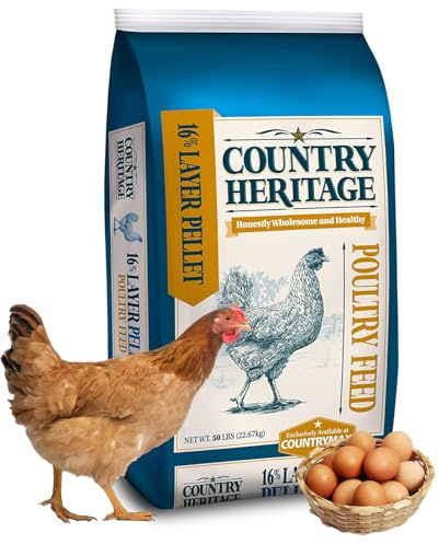 Country Heritage 50LB Hen Egg Layer Pellet Chicken Feed, 16% Protein