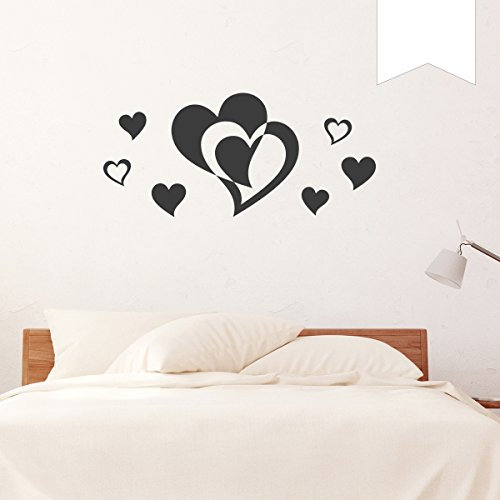 WANDKINGS Wandtattoo - Doppelherz mit 6 Herzen im Set - 70 x 32 cm - Weiß - Wähle aus 5 Größen & 35 Farben