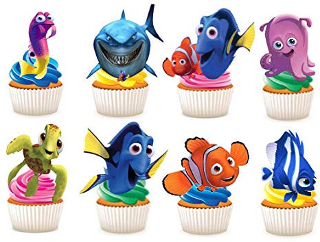30 x Findet Nemo Kuchendekorationen aus Esspapier zum Aufstellen