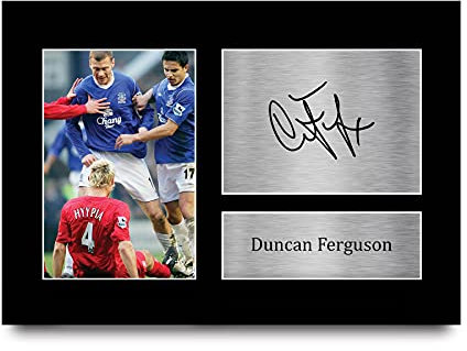 HWC Trading Duncan Ferguson Gift Signed A4 Printed Autograph Everton Gifts Photo Display