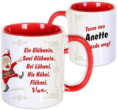 Unikatolo Glühweintasse mit Name personalisiert, lustig witziges Wichtelgeschenk Kollegen Frauen Männer Weihnachtstasse Glühwein-Becher Weihnachtsmarkt Nikolaus & Wichteln kleine Geschenkidee