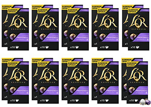 L'OR Espresso Lungo Profondo Intensity 8 - Nespresso* Compatible Aluminium Coffee Capsules - 20 Packs of 10 Capsules (200 Drinks)
