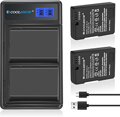 COOLSHOW EN-EL14 ENEL14A Batteries Replacement(2 Pack) and Dual LED EL14 Charger Compatible with Nikon D5600 D5500 D5300 D5200 D5100 D3500 D3400 D3300 D3200 D3100 Coolpix P7000 P7100 P7200 P7700 P7800