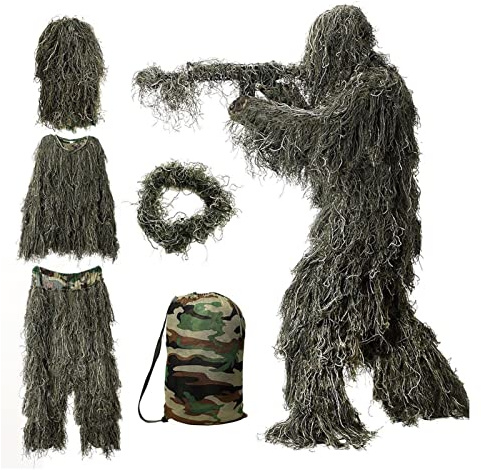 TarnanzüGe，tarnanzug Herren Camouflage Sniper Waffe Airsoft Kleidung Busch KostüM Tarnnetz Jagd Paintball Overall Jagt Jacken Herren Arbeitshose Outdoor AusrüStung，Coole Sachen FüR Teenager Jungs