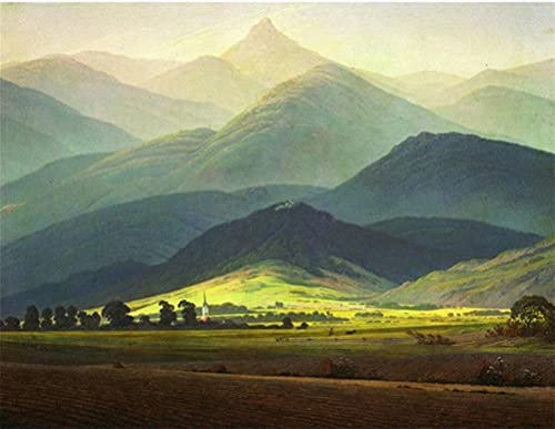 Meecaa Peinture par numéros - Kit d'artiste géant de paysage de montagne - Pour adultes débutants - Peinture à l'huile - 40,6 x 50,8 cm - Sans cadre