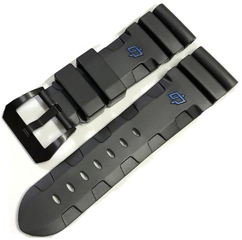 BrightBulb Wasserdichtes Silikon Uhrenarmband Kautschuk Gummi Uhrenarmband Stiftschließe für Pane-rai PAM441 359-Schwarz 1 Schwarz Schnalle 26mm