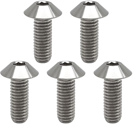 RISON Lot de 5 boulons à tête bombée en titane M5 x 16 mm