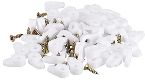 sourcing map Glass Retainer Clips Kit, 11mmx20mm Cabinet Door Clips Plastic Mirrors Holder for 3mm Glass with Screws, 50pcs