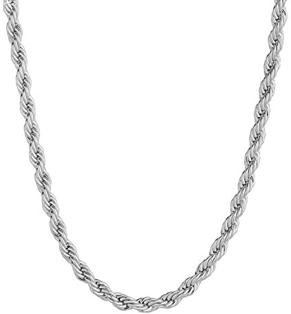 Dsnyu Herren Halsketten, 75CM König Kette, Silber Ketten aus Edelstahl zum Jubiläum Breit 3MM