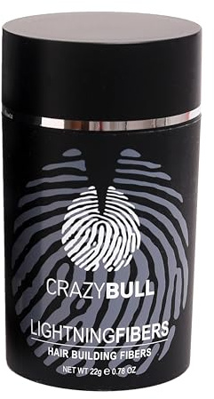 Hair Building Fibre - Long-Lasting, Easy Apply Concealer for Thinning Hair & Bald Spots - Vegan & Cruelty-Free Hair Thickening Fibre for Men & Women - Crazy Bull, 22g, Light Brown