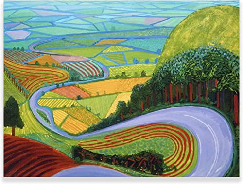 XCPORA David Hockney Poster《Garrowby Hill》Wandkunst David Hockney druckt David Hockney Leinwand Malerei für Home Wanddekoration Bild 60x80cmx1 Kein Rahmen