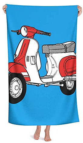 LOUJIN Strandtuch für Roller, Motorrad, Retro, Mikrofaser, saugfähig, großes Handtuch für Badezimmer, Strand, Reisen, 80 x 130 cm