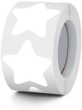 Weiß Sterne Aufkleber Rolle 3.8cm Groß Selbstklebende Sterne Etiketten Weihnachts Star Sticker belohnungsaufkleber Deko für Kinder Lehrer Business 500 Stück
