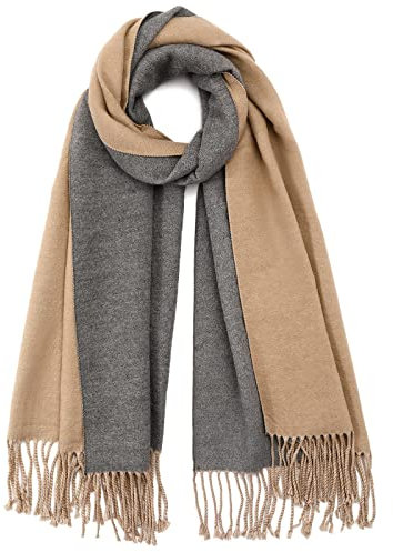 boruizhen Damen Schals Winter Warm Schal Wrap Weicher Großer Langer Schal mit Quaste Gelb