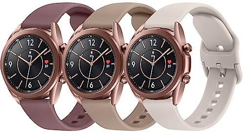 Vancle 3Pack für Samsung Galaxy Watch 3 41mm Armband Damen Herren,Silikon Sport Ersatzarmbänder Uhrenarmband für Samsung Galaxy Watch 3 Armband 41mm(Starlight/Milchtee/Violett)