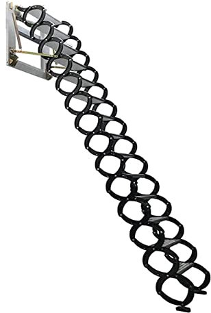 ASSICON Klappbare Dachbodentreppe Vertikale Teleskop-Dachbodenleiter, Aluminium-Magnesium-Legierung, 12 Pedale, 9,2 Fuß Höhe, Schwarz