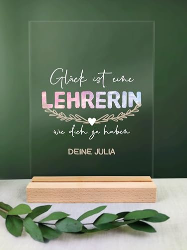 Lehrerin Geschenk personalisiert - Acryl Geschenk - Geburtstagsgeschenk Lehrerin, Beste Lehrerin, Lehrerin Geschenk, Deko Lehrerin, Geschenke Für Lehrerin, Lehrerin mit Herz