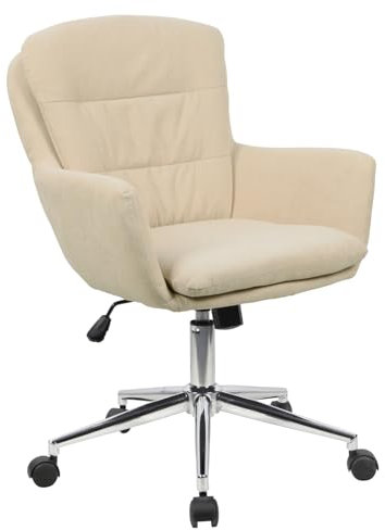 SVITA Marte Schreibtischstuhl Bürostuhl Drehstuhl Arbeitsstuhl höhenverstellbar Stoffbezug mit Rollen Wippmechanismus Beige