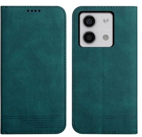 Rostsant Hülle für Xiaomi Redmi Note 13 5G PU Leder Brieftasche Schutzhülle Ständer Magnetisch Handyhülle für Xiaomi Redmi Note 13 5G Grün