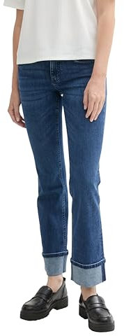 TOM TAILOR Damen Alexa Straight Jeans,10120 - Used Dark Stone Blue Denim, 33/32
