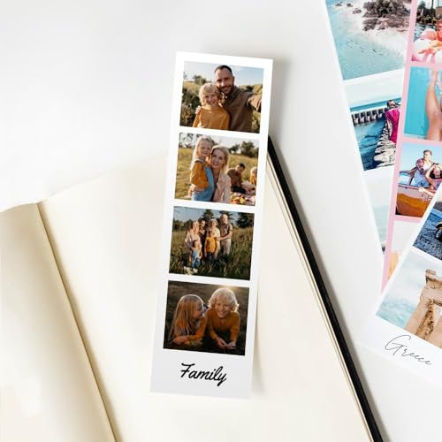 Wanapix | Tiras de Fotomatón Personalizadas | 4 Imágenes + Texto | Papel Mate Laminado 300 gr | Regalo Original con Fotos Personalizadas | 5,5 x 20 cm