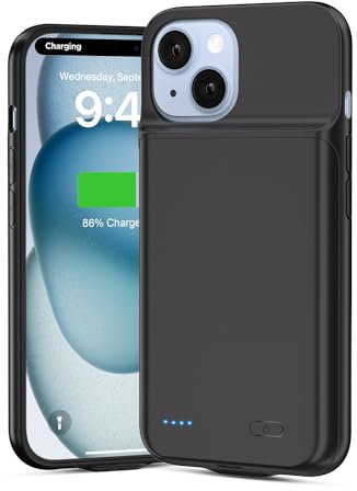 Wavypo Battery Case for iPhone 15, 6800mAh Portable Charging Case Rechargeable Battery Pack Slim Charger Compatible with iPhone 15 (6.1 inch) - Black