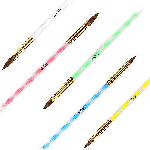 Nail Brush Set For Acrylic Powder, 5pcs Acrylic Nail Brush Set, Nail Varnish Brush For Gel Polish, Design Nail Art Parting UV Gel DIY Brush Pen Nail Art Drawing Tool Set Includes NO.2/4/6/8/10