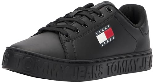 Tommy Jeans Damen Flatform Sneaker Logo Low Top, Schwarz (Black), 39