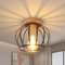 Comely Deckenleuchte Vintage, Industrial Deckenlampe E27 in Käfigform, Kronleuchter Modern Metal mit Holzsockel für Flur Schlafzimmer Küche Balkon Eingang, Schwarz