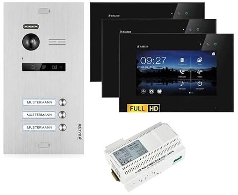 BALTER EVO HD Video Türsprechanlage Silver für 3 Familienhaus Kit, 3x Monitor schwarz 7
