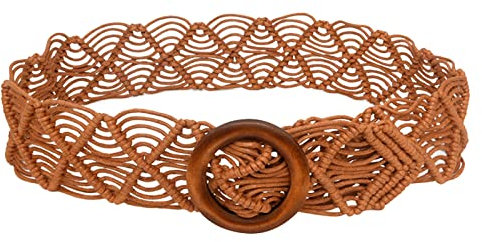 Ceinture Cuir Western Homme Femmes ceinture paille tissée élastique extensible ceintures larges pour robes avec boucle Ceinture Judo Rouleau (Khaki, One Size)
